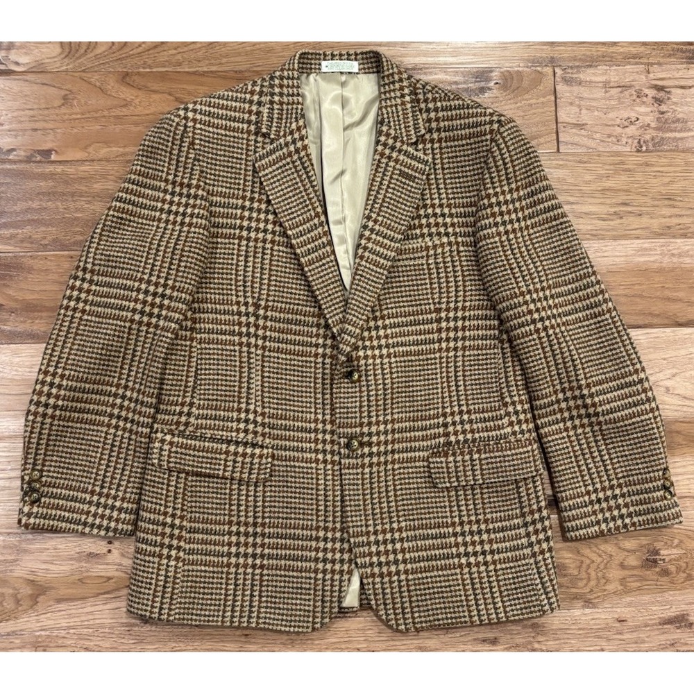 Orvis Heavy Tweed Glen Plaid Blazer 100% Wool Mens 42 R EUC